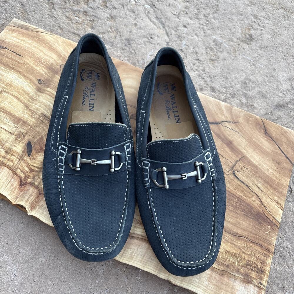 Saks Fifth Avenue Navy Blue Pebbled Leather Horse Bit Driving Shoe 10.5 Men‎ - Picture 7 of 7